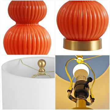 Daphne 20" Ribbed Metal/Glass LED Table Lamp